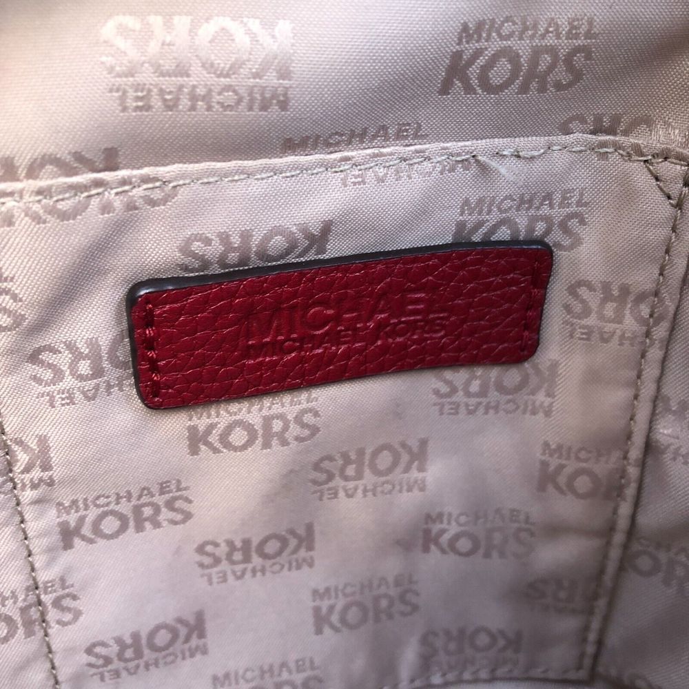 MICHAEL KORS Fulton Purse Women's Red Pebbled Leather Crossbody Shoulder Bag Zip - Picture 9 of 11